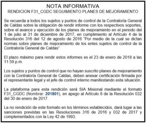 Aperturado el formato F31_CGDC hasta el 23 de enero del 2018 (nombrar: 201801)