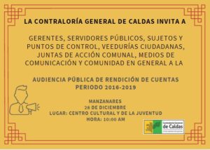 Invitación Audiencia Pública de Rendición de Cuentas Manzanares Caldas.