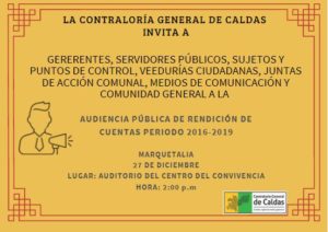 Invitación Audiencia Pública de Rendición de Cuentas en Marquetalia Caldas