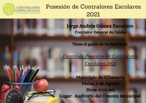 Lee más sobre el artículo Posesión Contralores Escolares 2021 en el Municipio de Villamaría