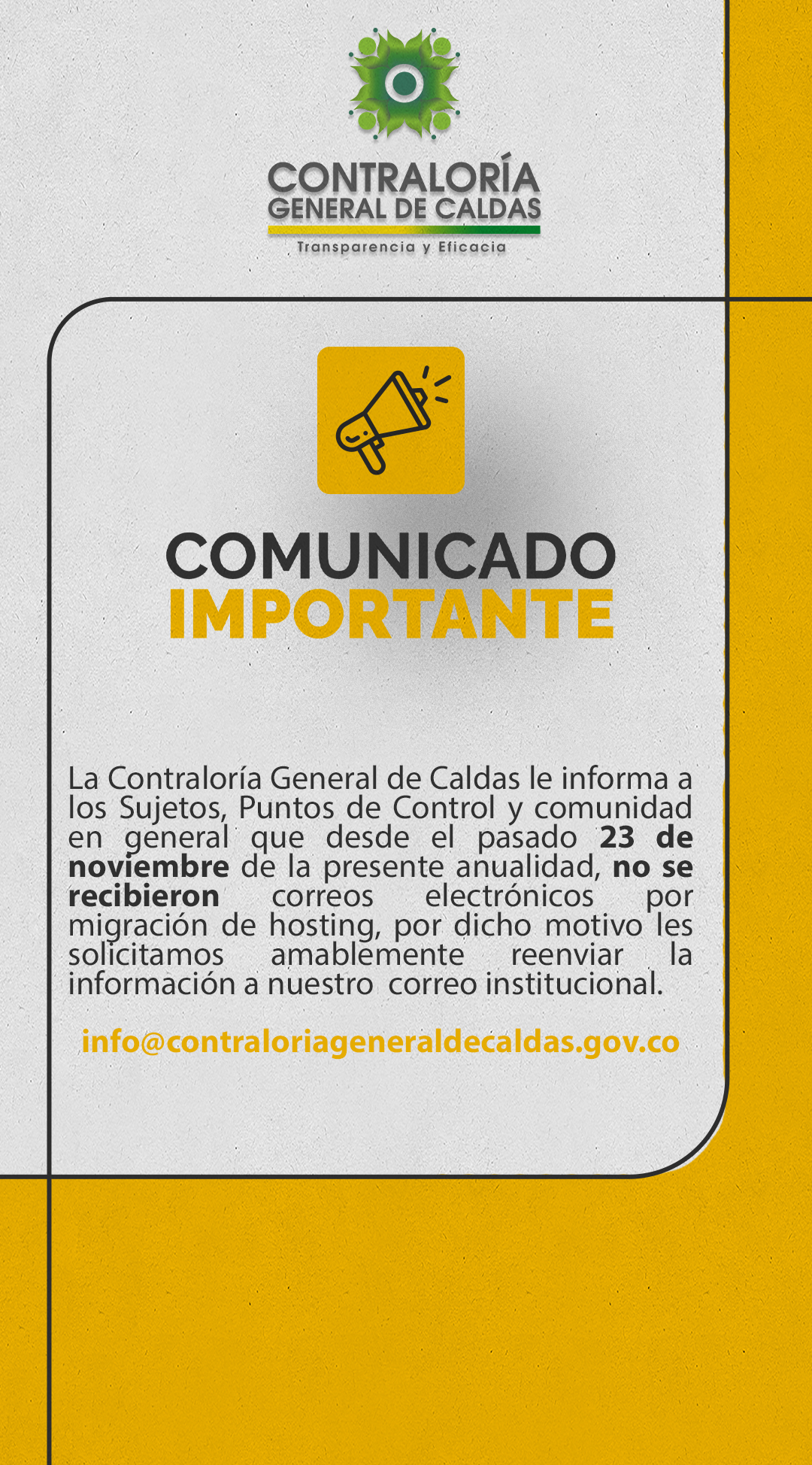 En este momento estás viendo COMUNICADO IMPORTANTE A SUJETOS, PUNTOS DE CONTROL Y COMUNIDAD GENERAL